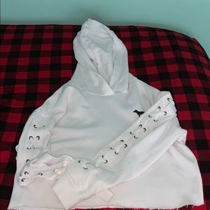 White Cropped Hoodie